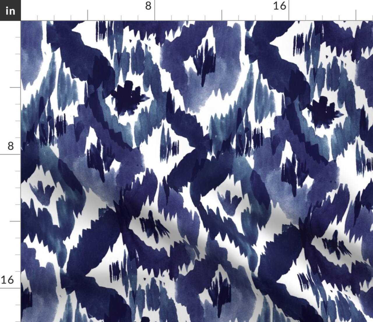 Ikat Diamonds Indigo Blue Geo Watercolor Tribal Custom Printed Fabric by Spoonflower Various Fabrics by the Yard or Fat Quarter